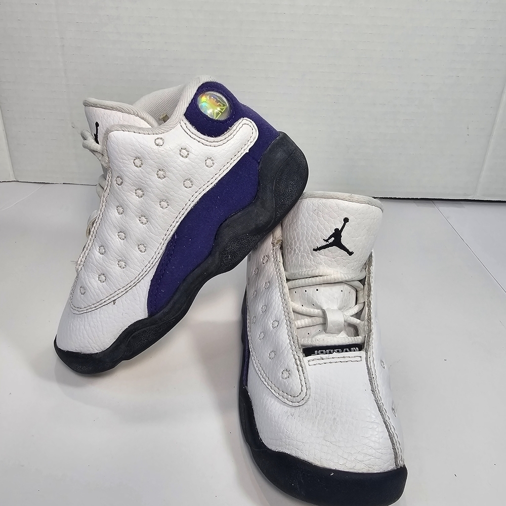 Air Jordan 13 Retro Toddler Size 8C Shoes White Purple  Kids Sneakers